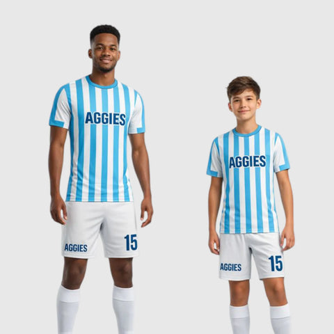 SB 12824 White and Blue Sublimation Custom Soccer Jersey Adult & Youth Unisex
