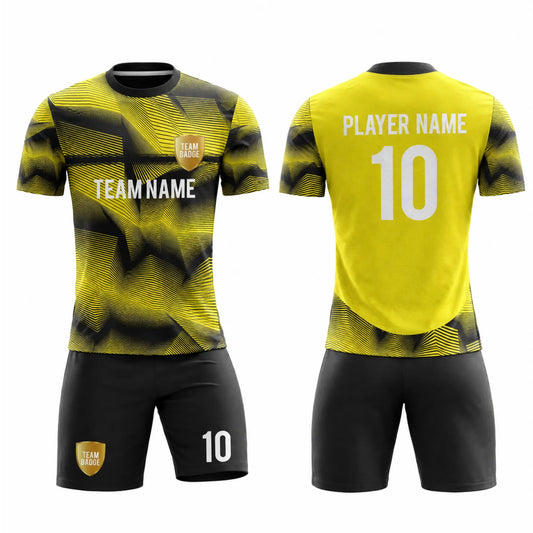 SB 12825 Black and Yellow Sublimation Custom Soccer Jersey Adult & Youth Unisex