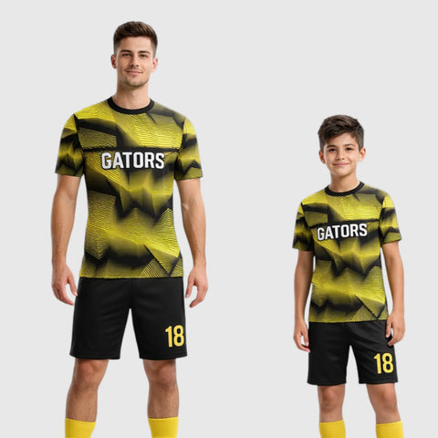 SB 12825 Black and Yellow Sublimation Custom Soccer Jersey Adult & Youth Unisex