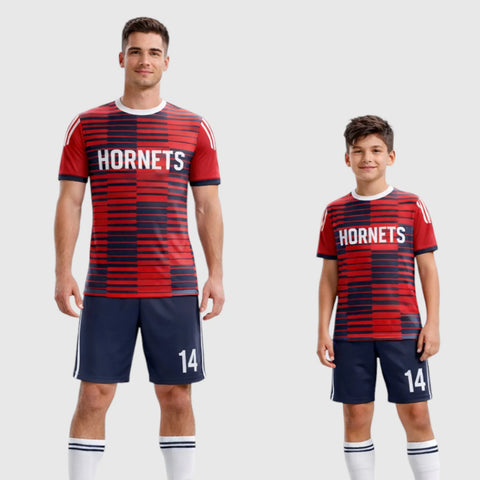 SB 12829 Red and Navy Sublimation Custom Soccer Jersey Adult & Youth Unisex