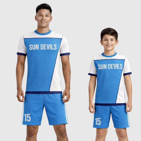 SB 12834 Blue and White Sublimation Custom Soccer Jersey Adult & Youth Unisex