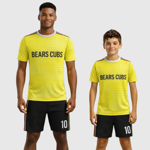 SB 12835 Yellow and Black Sublimation Custom Soccer Jersey Adult & Youth Unisex