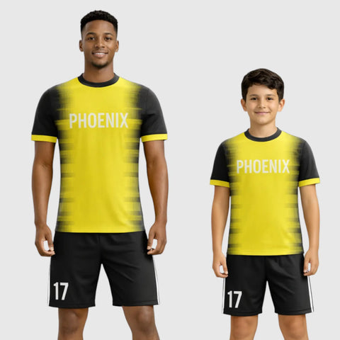 SB 12836 Yellow and Black Sublimation Custom Soccer Jersey Adult & Youth Unisex