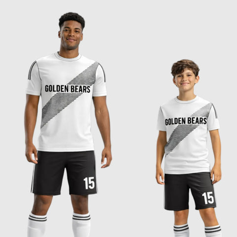 SB 12849 White and Black Sublimation Custom Soccer Jersey Adult & Youth Unisex