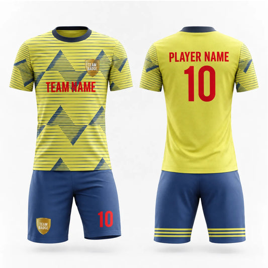 SB 12852 Yellow and Blue Sublimation Custom Soccer Jersey Adult & Youth Unisex