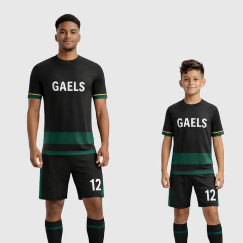 SB 12854 Black and Green Sublimation Custom Soccer Jersey Adult & Youth Unisex