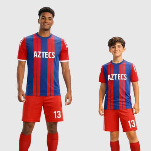SB 12855 Red and Blue Sublimation Custom Soccer Jersey Adult & Youth Unisex