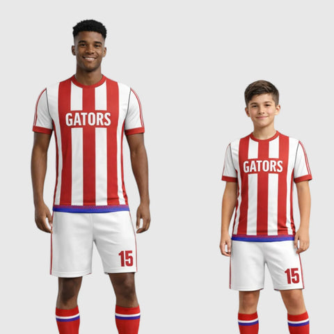 SB 12856 Red and White Sublimation Custom Soccer Jersey Adult & Youth Unisex
