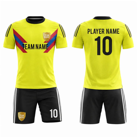 SB 12868 Yellow and Black Sublimation Custom Soccer Jersey Adult & Youth Unisex