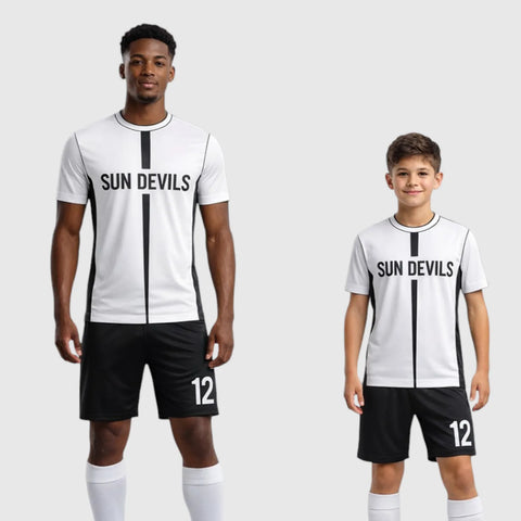 SB 12872 White and Black Sublimation Custom Soccer Jersey Adult & Youth Unisex