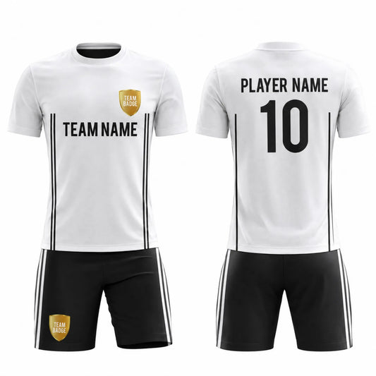 SB 12875 White and Black Sublimation Custom Soccer Jersey Adult & Youth Unisex