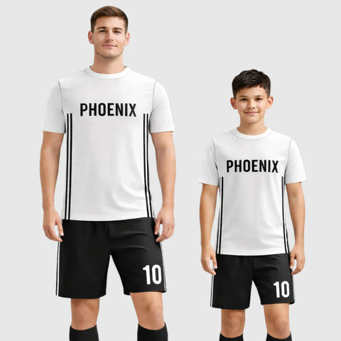 SB 12875 White and Black Sublimation Custom Soccer Jersey Adult & Youth Unisex