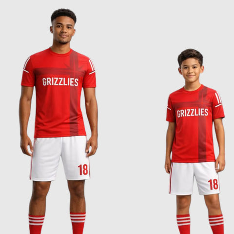 SB 12877 Red and White Sublimation Custom Soccer Jersey Adult & Youth Unisex