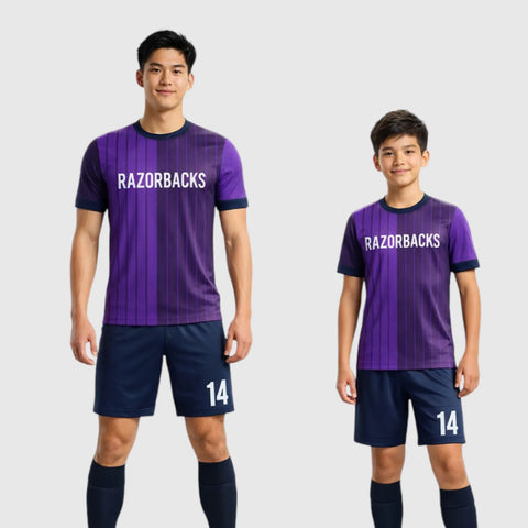 SB 12880 Purple and Navy Sublimation Custom Soccer Jersey Adult & Youth Unisex