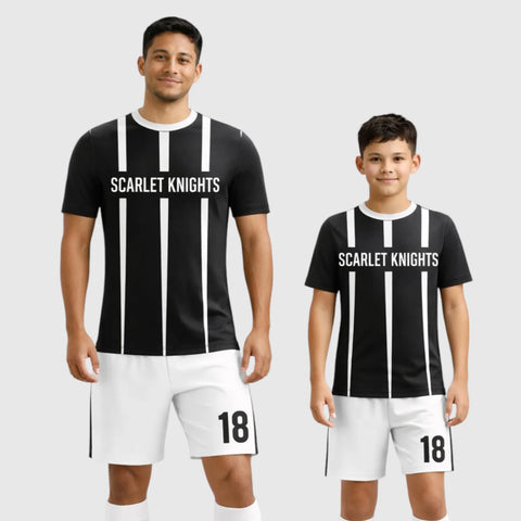 SB 12882 Black and White Sublimation Custom Soccer Jersey Adult & Youth Unisex