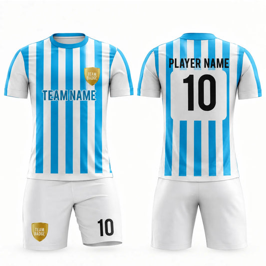 SB 12885 Blue and White Sublimation Custom Soccer Jersey Adult & Youth Unisex