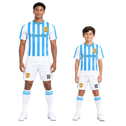SB 12885 Blue and White Sublimation Custom Soccer Jersey Adult & Youth Unisex