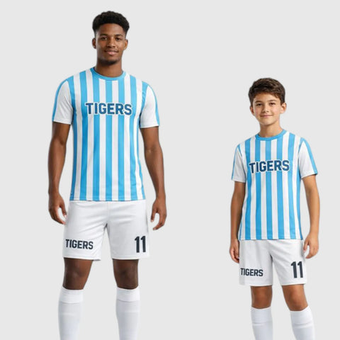 SB 12885 Blue and White Sublimation Custom Soccer Jersey Adult & Youth Unisex