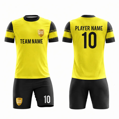 SB 12894 Yellow and Black Sublimation Custom Soccer Jersey Adult & Youth Unisex
