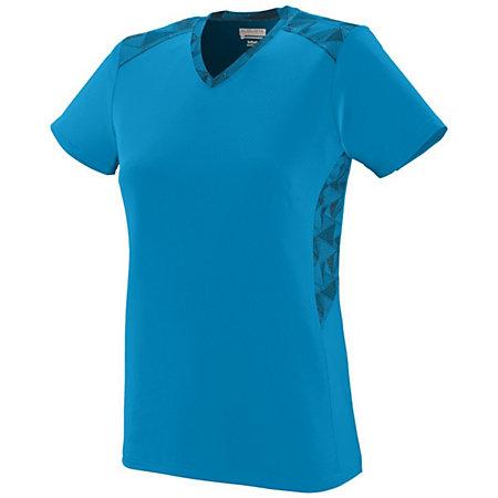 Ladies Vigorous Jersey Power Blue/power Blue/black Print Softball