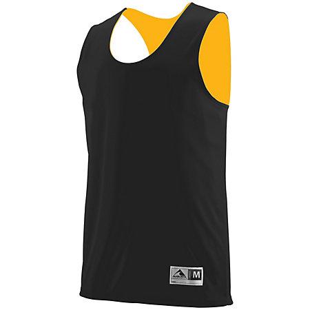 Camiseta sin mangas reversible Wicking para jóvenes Negro / dorado Camiseta y pantalones cortos de baloncesto