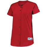 Ladies Stretch Faux Button Jersey True Red Softball