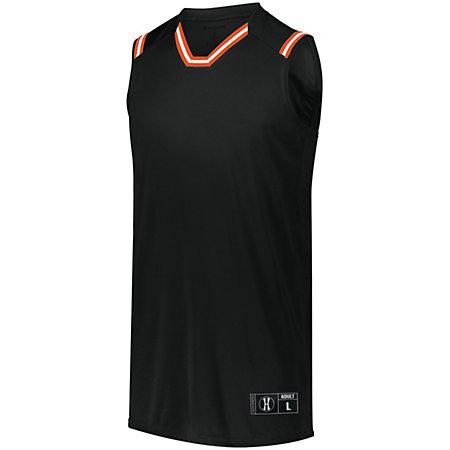 Camiseta de baloncesto retro negro / naranja / blanco para adulto individual y pantalones cortos