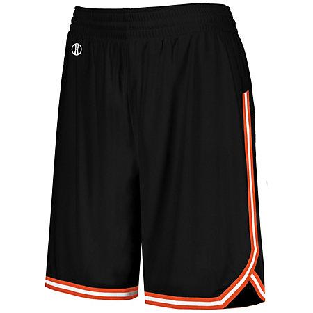 Shorts de baloncesto retro para mujer Negro / naranja / blanco Single Jersey &