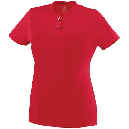Ladies Wicking Two-Button Jersey Red Softball