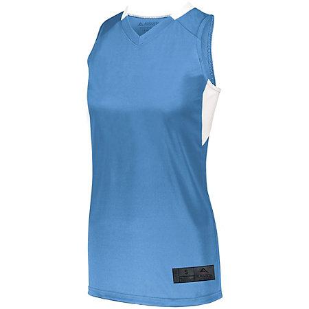 Ladies Step-Back Basketball Jersey Columbia Blue/white Single & Shorts