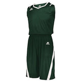 Pantalones cortos de corte atlético verde oscuro / blanco Camiseta de baloncesto para adultos