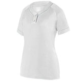 Girls Overpower Two-Button Jersey White/silver Softball