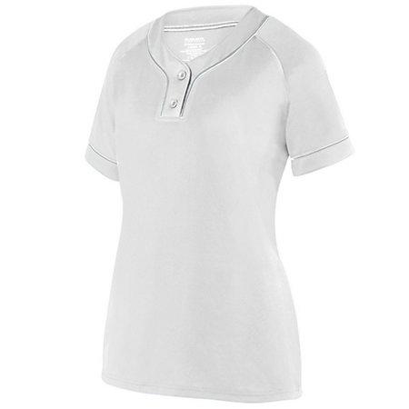 Girls Overpower Two-Button Jersey White/silver Softball