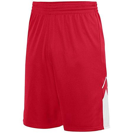 Pantalones cortos reversibles de Alley-Oop para jóvenes, rojo / blanco, camiseta de baloncesto individual y