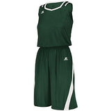 Shorts de corte atlético para mujer, verde oscuro / blanco, camiseta de baloncesto y