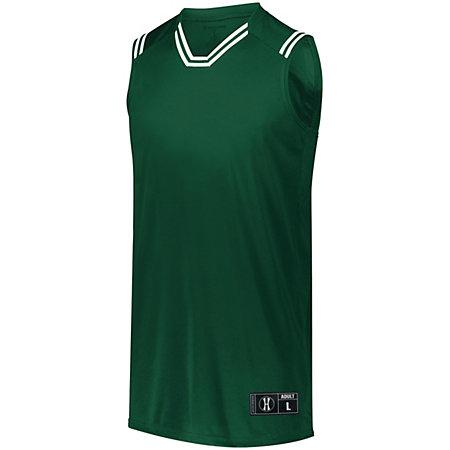 Youth Retro Basketball Jersey Forest/white Single & Shorts