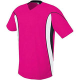 Camiseta de fútbol Helix para jóvenes Frambuesa / blanco / negro Individual y pantalones cortos