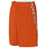 Youth Hook Shot Reversible Shorts Orange/orange Digi Basketball Single Jersey &