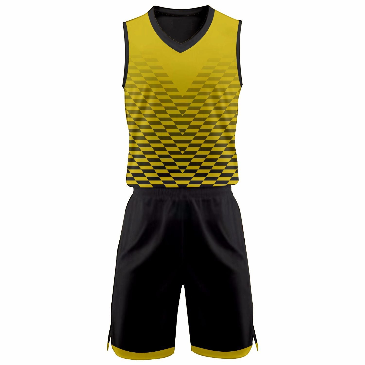 Full Black With Yellow Lining Basketball Jersey Full Sublimation