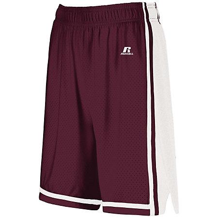 Shorts de baloncesto Legacy para mujer, color granate / blanco, jersey sencillo y