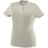 Ladies Wicking Two-Button Jersey Silver Grey Softball
