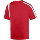Tercera camiseta de ataque juvenil rojo / blanco Single Soccer & Shorts