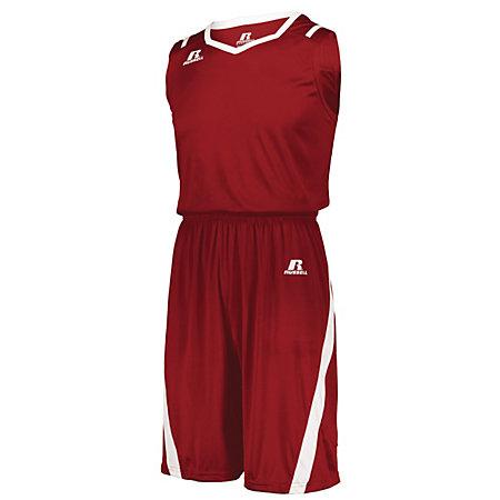Camiseta de corte atlético True Red / white Baloncesto adulto individual y pantalones cortos