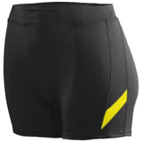 Ladies Stride Shorts Black/power Yellow Adult Volleyball