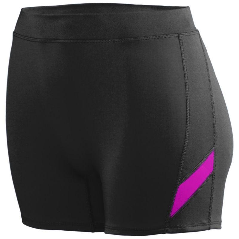 Ladies Stride Shorts Black/power Pink Adult Volleyball
