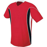 Camiseta de fútbol Helix para jóvenes Scarlet / negro / blanco Single & Shorts
