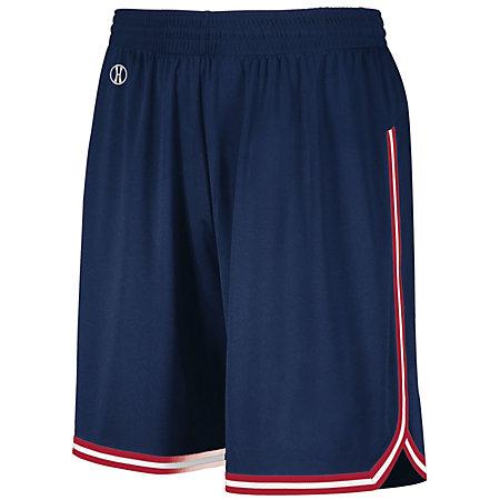Pantalones cortos de baloncesto retro Azul marino / escarlata / blanco Camiseta única para adultos y