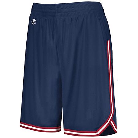 Shorts de baloncesto retro para mujer Azul marino / escarlata / blanco Single Jersey &