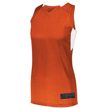 Ladies Step-Back Basketball Jersey Orange/white Single & Shorts