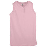 Girls Sleeveless Two-Button Softball Jersey Light Pink